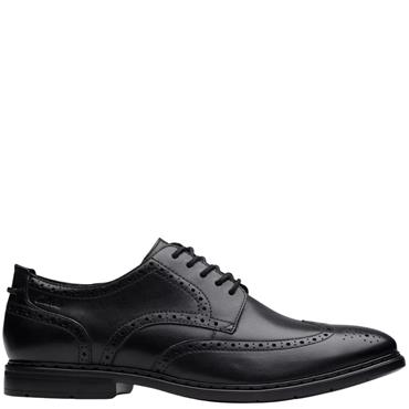 CLARKS  MENS  SHOE - BLACK LEATHER